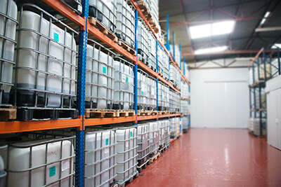 Raw material warehouse shelves